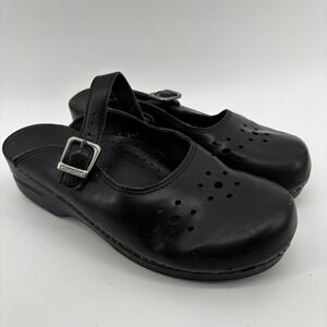Dansko Merrie Mary Jane Comfort Shoe Clog Mule Black Leather Size 10 EUR 41